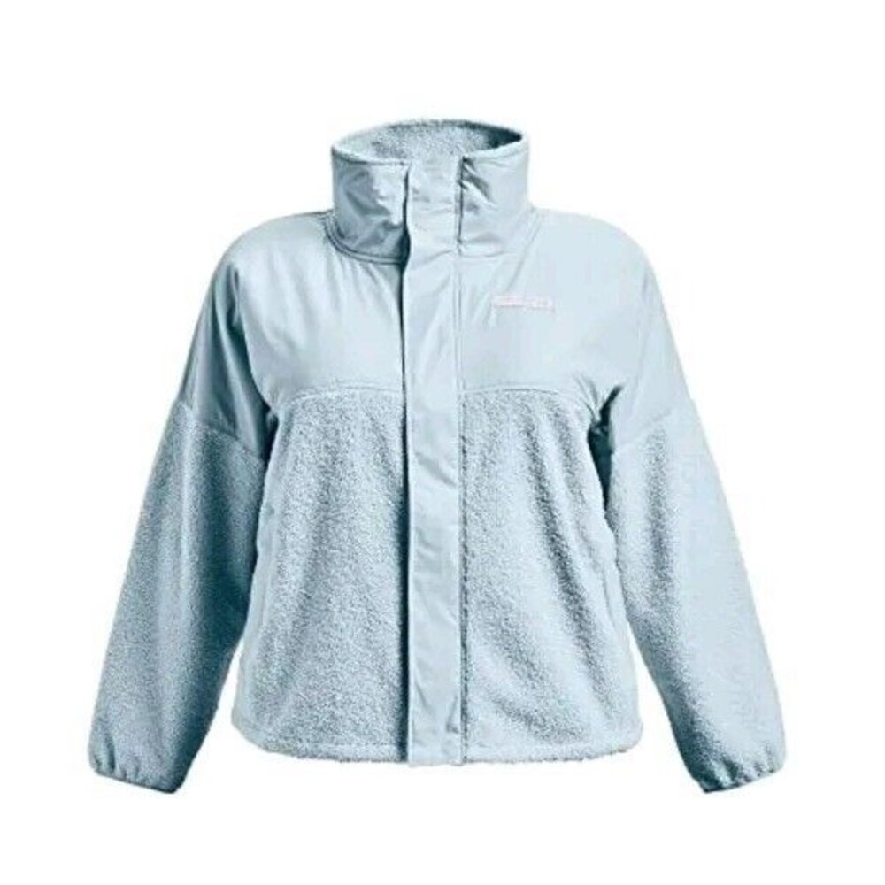 Under Armour Mission Boucle Swacket Women Loose Baby Blue Zip Up Jacket Coat 1XL